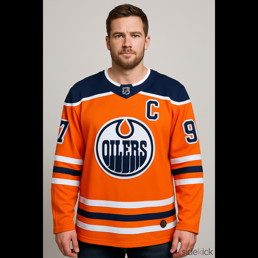Men's Adidas Edmonton Oilers McDavid #97 Jersey XL Orange Navy Blue